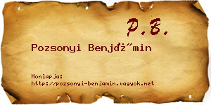 Pozsonyi Benjámin névjegykártya